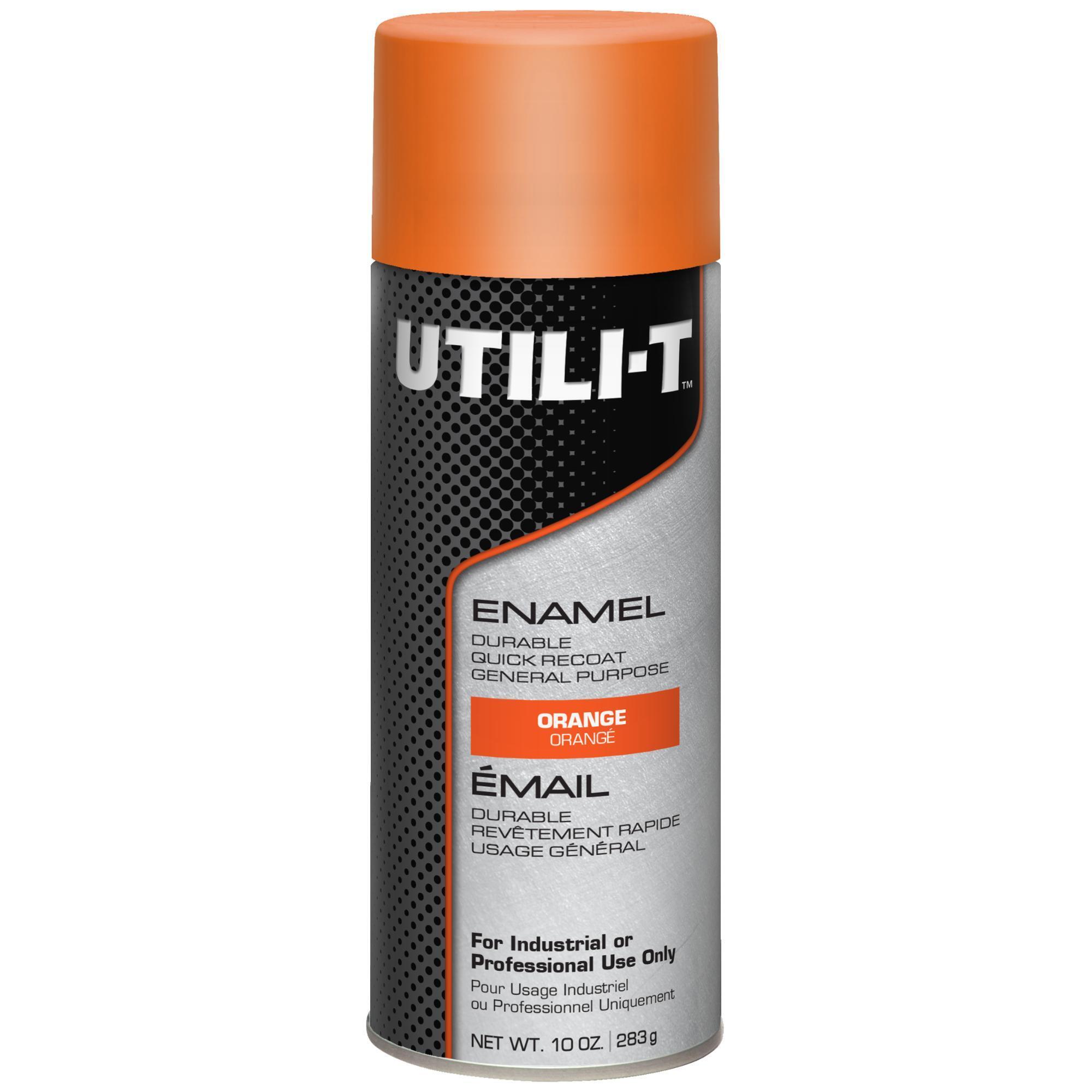 UTILI-T General Purpose Enamel Spray Paint, Orange, Gloss, 10 Oz. Cans, 6PK, Model# 387398DS